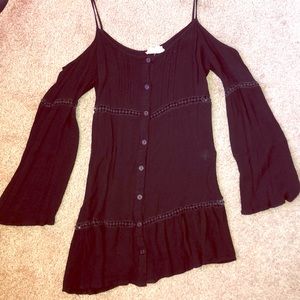 Black off the shoulder dress/long shirt